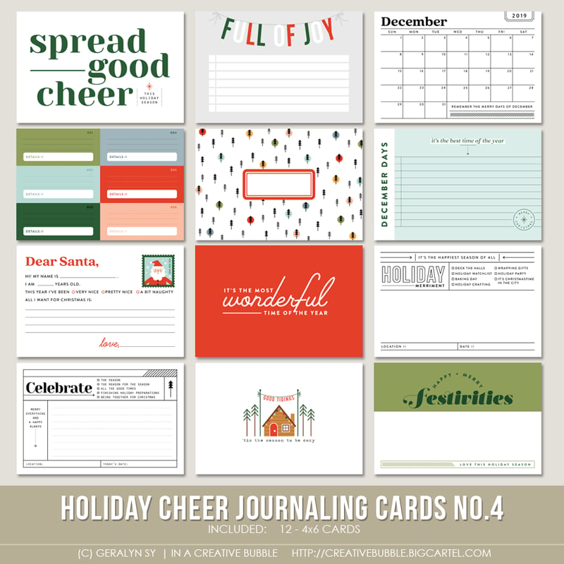 Image of Holiday Cheer Journaling Cards No.4 (Digital)