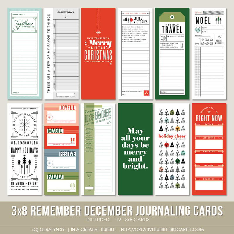 Image of 3x8 Remember December Journaling Cards (Digital)