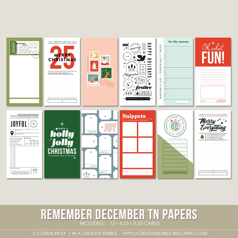 Image of Remember December Traveler's Notebook Papers (Digital)