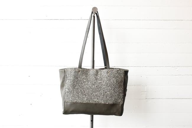 Olive Green & Herringbone Wool Tote bag