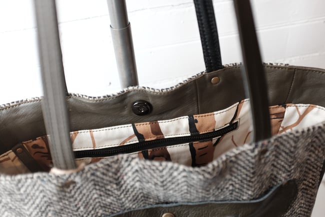 Olive Green & Herringbone Wool Tote bag