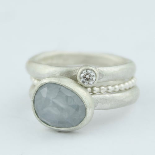 Image of THE MIDI DIAMOND RING IN SILVER