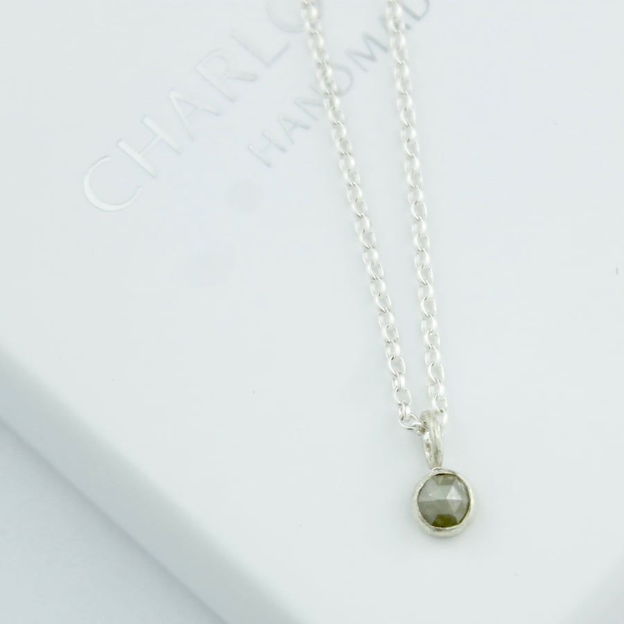 Image of Grey diamond solitaire necklace
