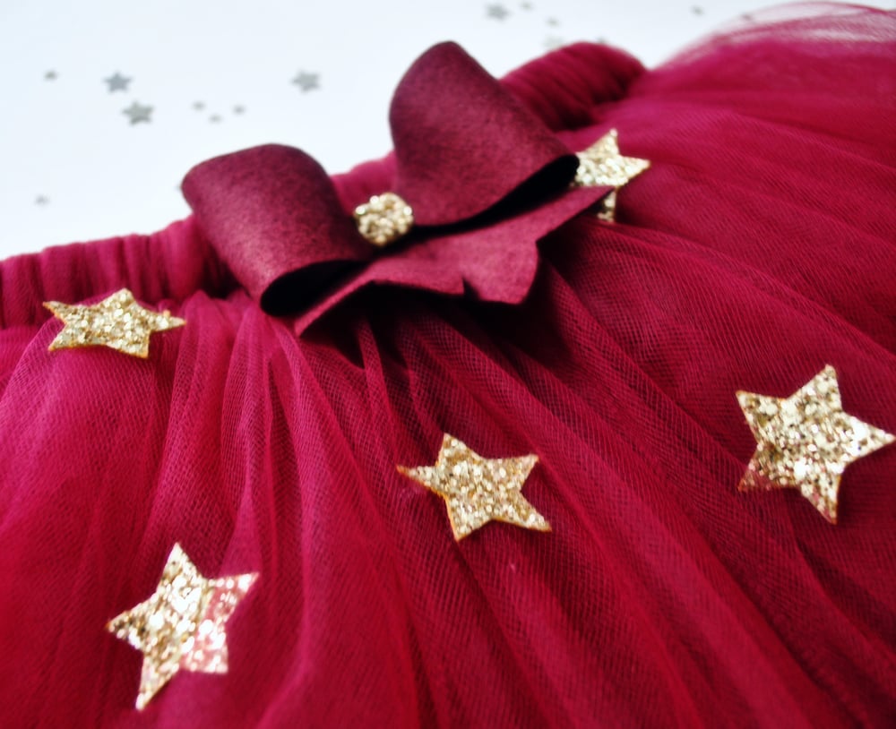 Image of Wine Red with Gold Stars 