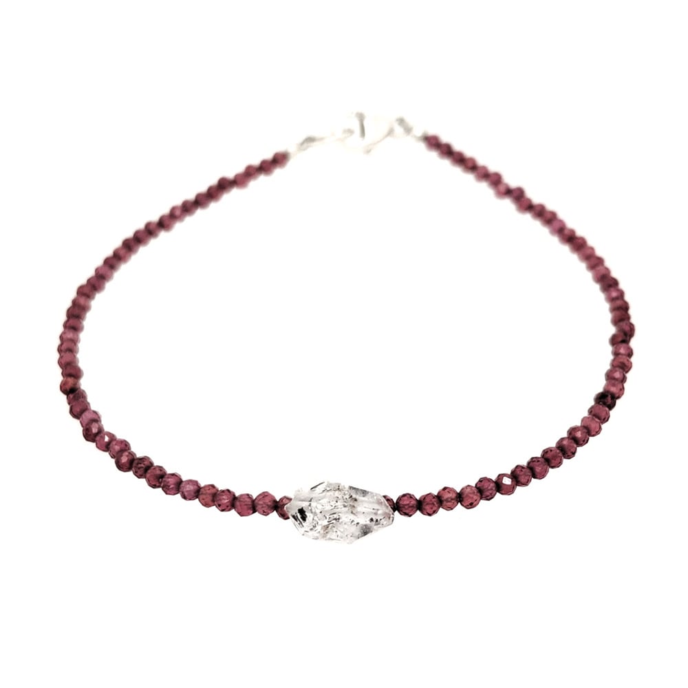 Image of Wanaka Bracelet - Herkimer Diamond and Garnet