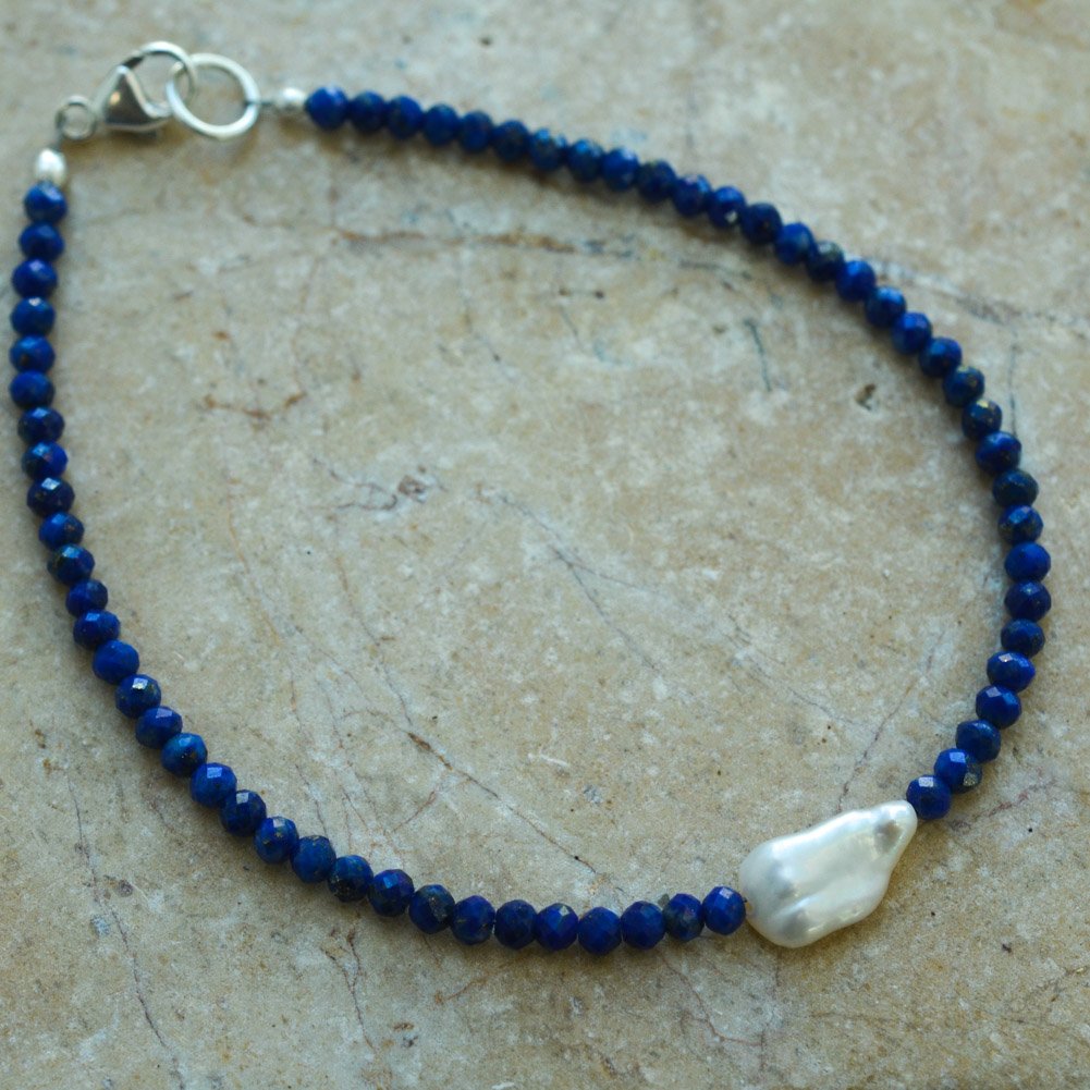 Image of Firenze Bracelet - Lapis Lazuli Cultured Freshwater Pearl