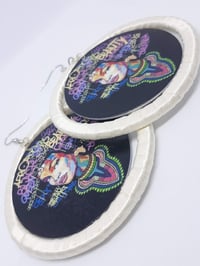 Image 3 of Fashion Queen, Ivory Ribbon and Wood Multi-Color, Hip Hop, love of color and art, round earrings