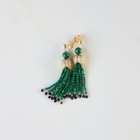 Image 1 of Malachite & Black Spinel Tassel Earrings 