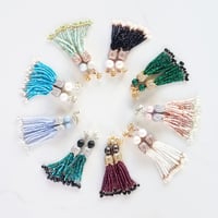 Image 5 of Malachite & Black Spinel Tassel Earrings 