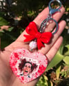 VIDEO TAPES Large Heart Resin Charm Keychain