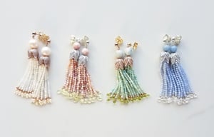 Multi-color Amazonite & Peridot Tassel Earrings 