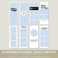 Image 1 of 3x8 Remember December Layered Photo Templates (Digital)
