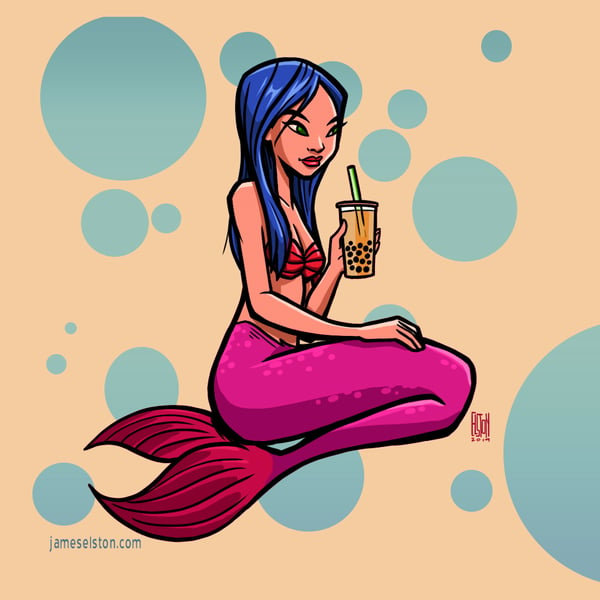 Image of 3" Boba Tea Mermaid sticker