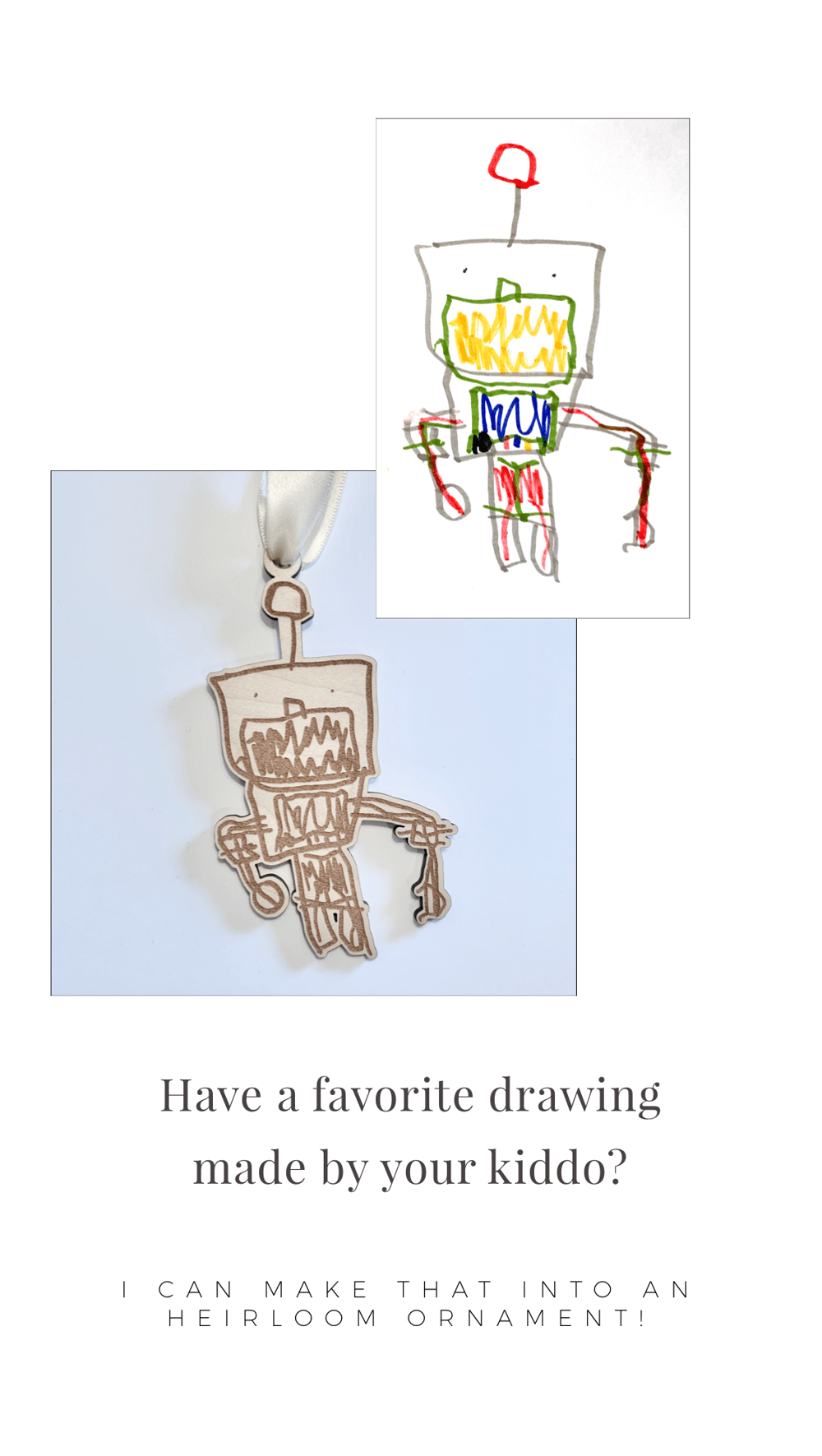 Image of Custom Doodle Ornament (Featuring Any Of Your Child's Drawings)