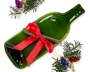 Image of Melted Wine Bottle Cheese Tray Unique Gift, Spoon Rest, Culinary Gift, Gourmet Charcu