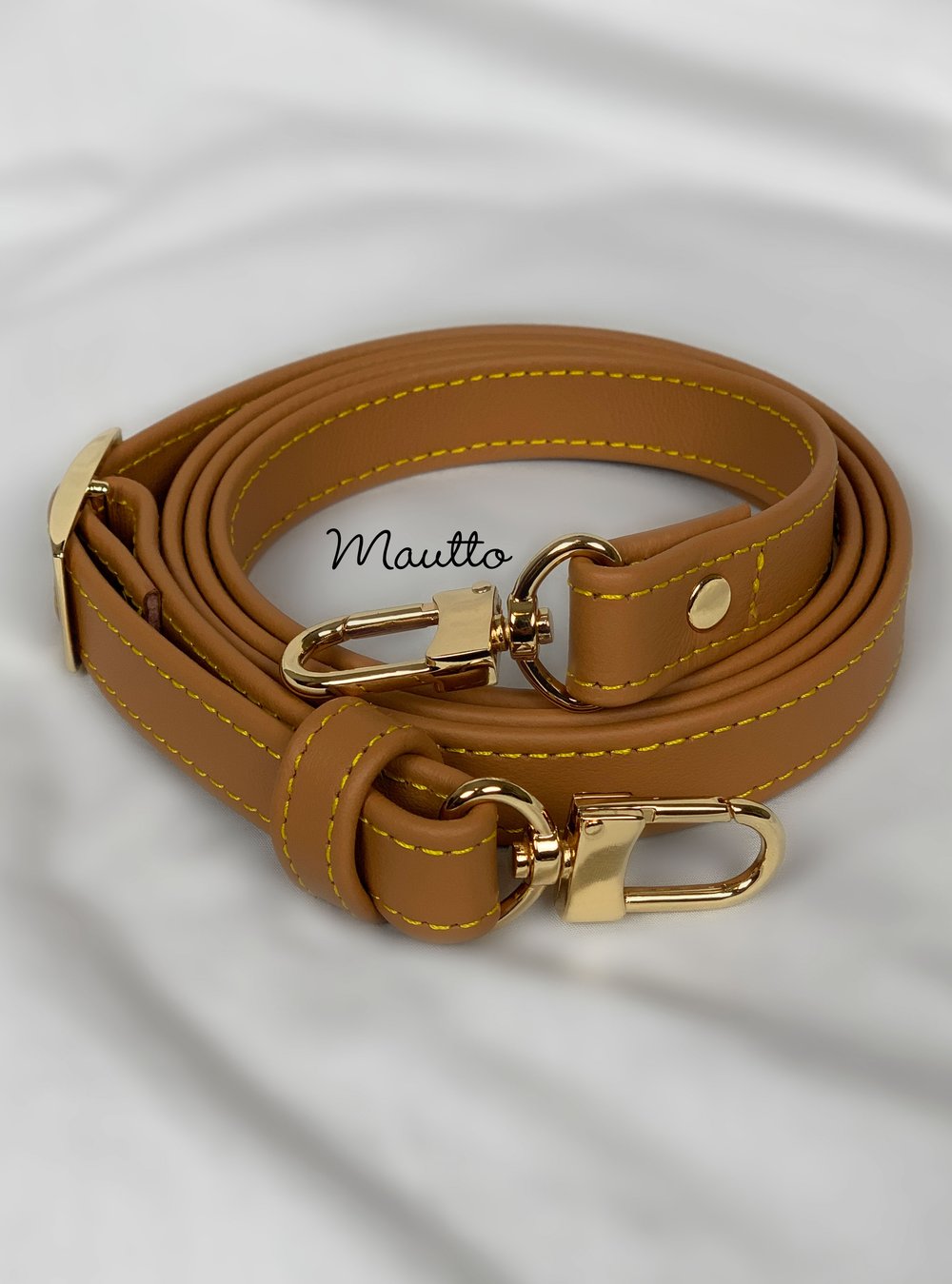 Tan Leather Strap with Yellow Stitching for Louis Vuitton (LV), Coach & More - .75&quot; Standard ...