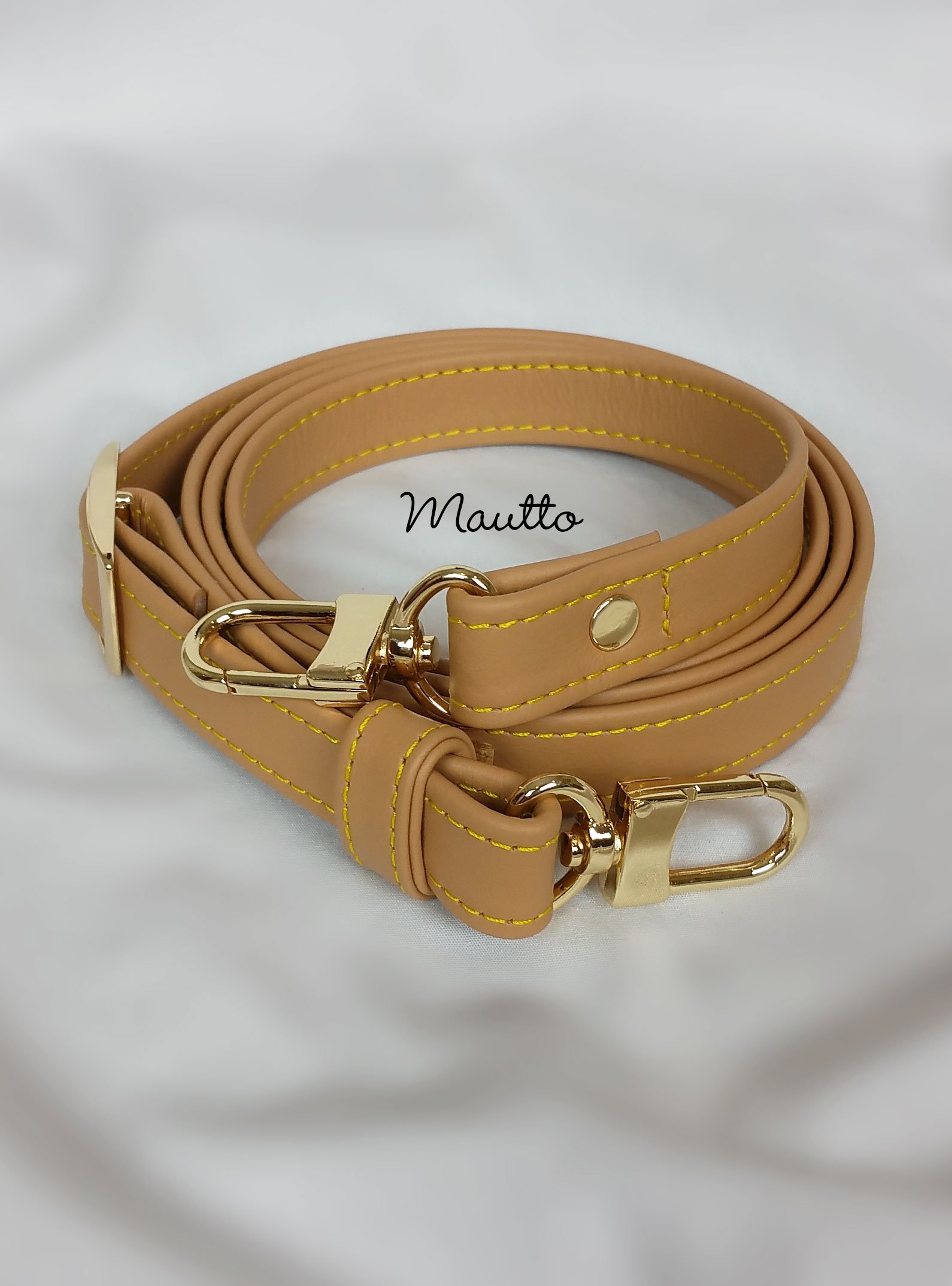 Light Tan Leather Strap with Yellow Stitching for Louis Vuitton (LV), Coach & More - .75&quot; Wide ...