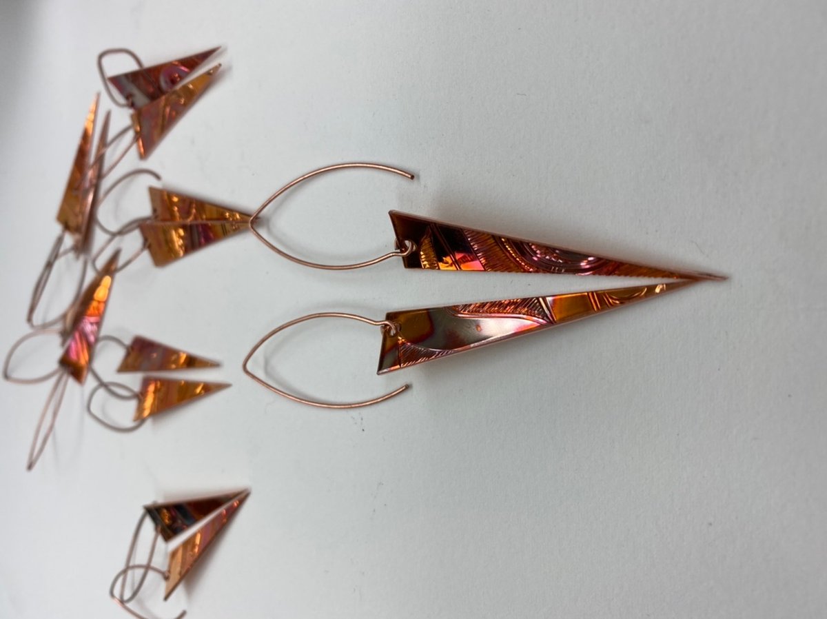 Image of Copper arrow tip earrings