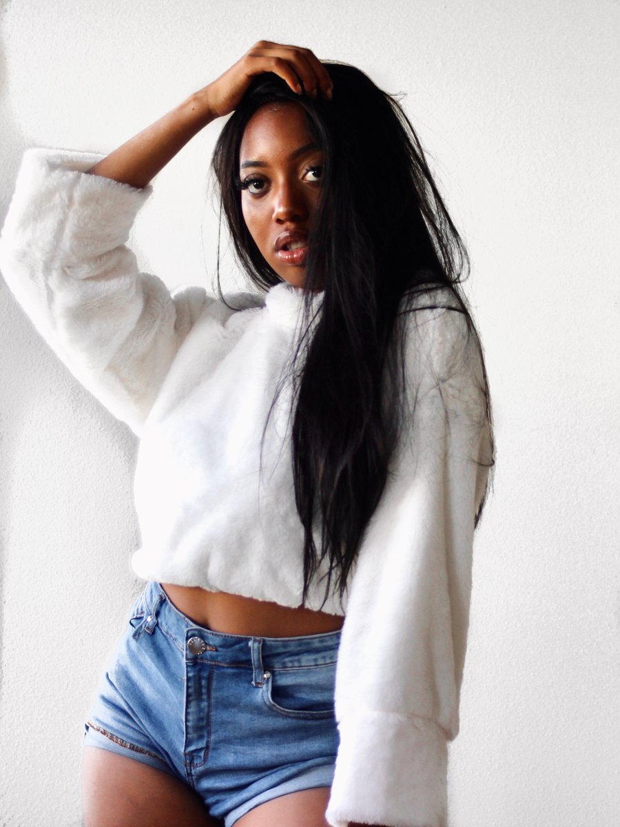 Image of White High-Neck Over Size Super Cute Warm Hairy Sweater 