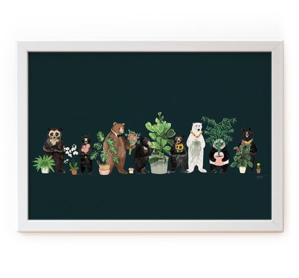 Image of Bears and Plants on Green
