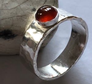 Handmade 6mm Silver Ring with 6mm Round Carnelian Cabochon Size O (7)