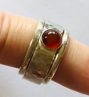 Handmade 6mm Silver Ring with 6mm Round Carnelian Cabochon Size O (7)