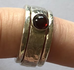 Handmade 5mm Silver Ring with 5mm Round Garnet Cabochon size 7.25  (O)