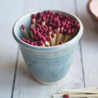 Image 1 of Blue Crackle Match Striker Cup, Handcrafted Stoneware Shot Glass, Made in USA