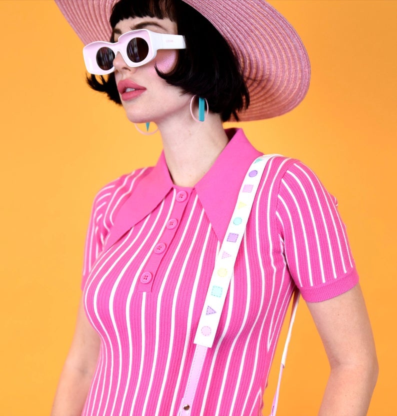 Image of The Pastel retro handmade vegan camera strap by Amroi Designs purse strap too DSLR Film Camera geome