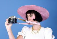 The Eisley Pink retro handmade vegan camera strap by Amroi Designs purse strap too DSLR Film Camera 