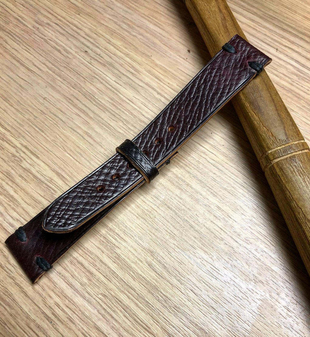 N°8 Horween Shell Cordovan Russian Grain single stitch classic strap ...