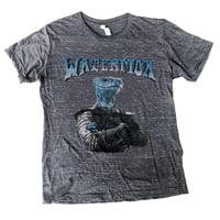 Blue "Mox" Distressed Gray Tee