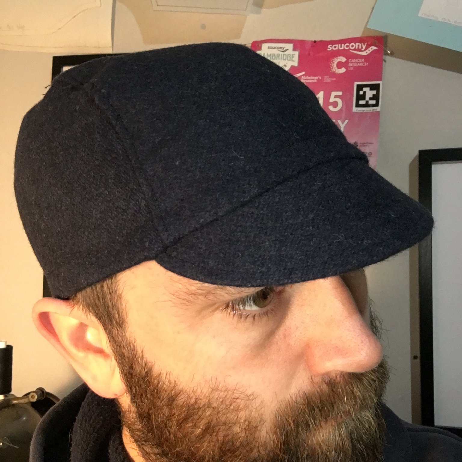 Wool tweed cycling cap navy Johnson Stitchworks