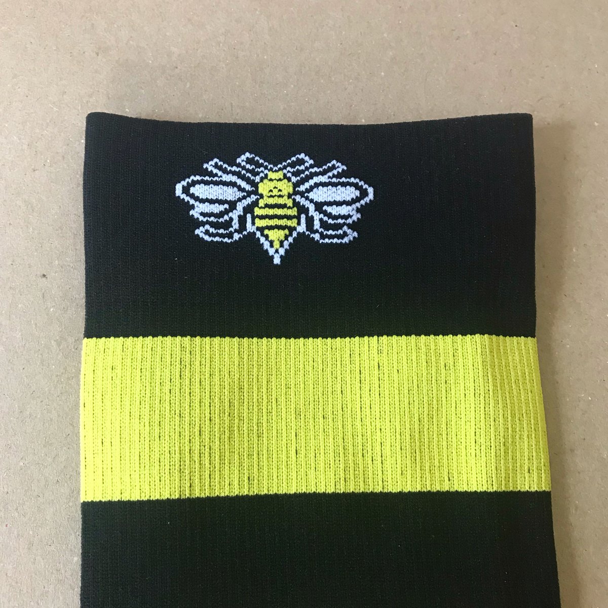 Image of Bee's Knees Compression High Running Socks in Yellow + Black 