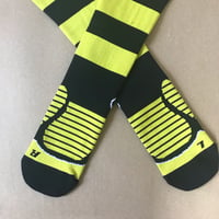 Image 5 of Bee's Knees Compression High Running Socks in Yellow + Black 