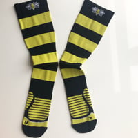 Image 3 of Bee's Knees Compression High Running Socks in Yellow + Black 