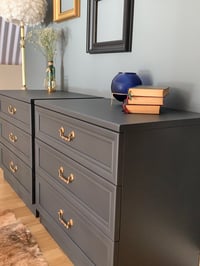 Image 2 of Dark grey G plan chest of drawers/ oversized bedsides