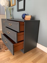 Image 3 of Dark grey G plan chest of drawers/ oversized bedsides