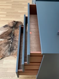 Image 4 of Dark grey G plan chest of drawers/ oversized bedsides