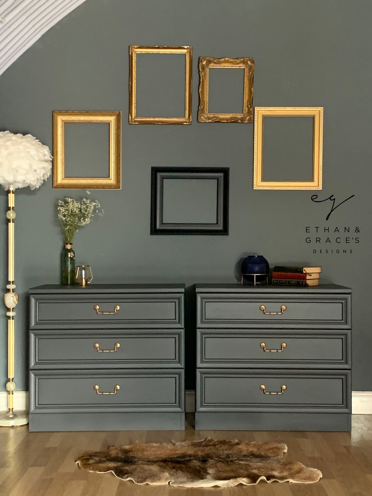 Image of Dark grey G plan chest of drawers/ oversized bedsides