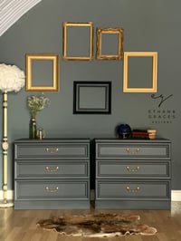Image 1 of Dark grey G plan chest of drawers/ oversized bedsides