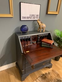Image 5 of Stunning dark grey and gold mahogany bureau desk
