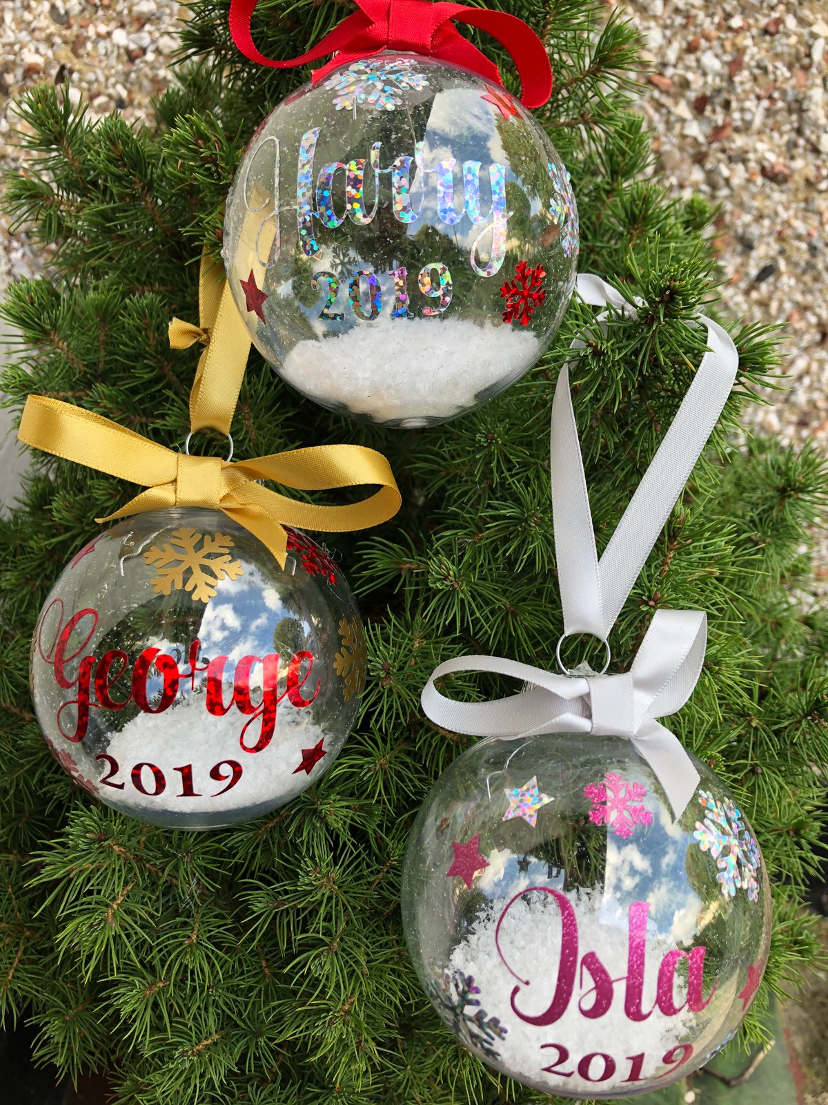 Image of Personalised Christmas Ornament Bauble (Shatterproof plastic) 8cm