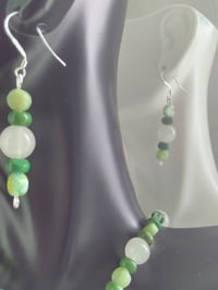 Image 5 of GREEN STRIPED AGATE HEART PENDANT SET