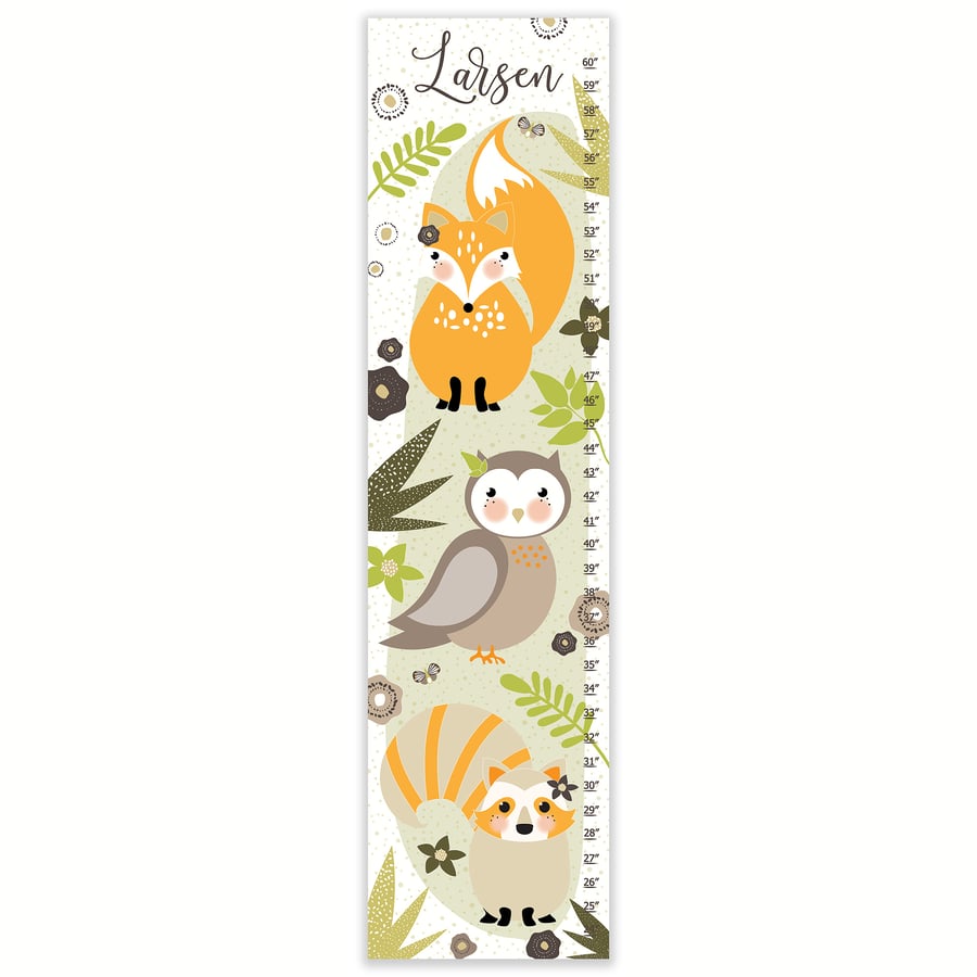 Image of Sweet Woodland Forest Creature - Personalized Canvas Growth Chart