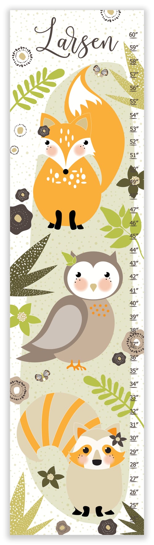 Image of Sweet Woodland Forest Creature - Personalized Canvas Growth Chart