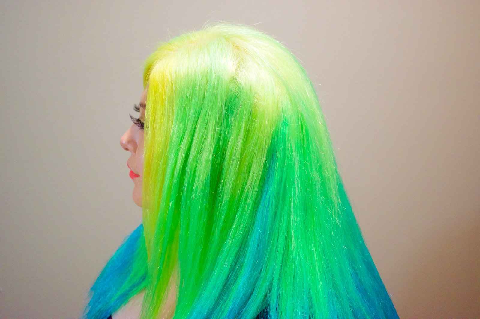 Neon Yellow Green and Blue Lace Frontal Wig EveryShade