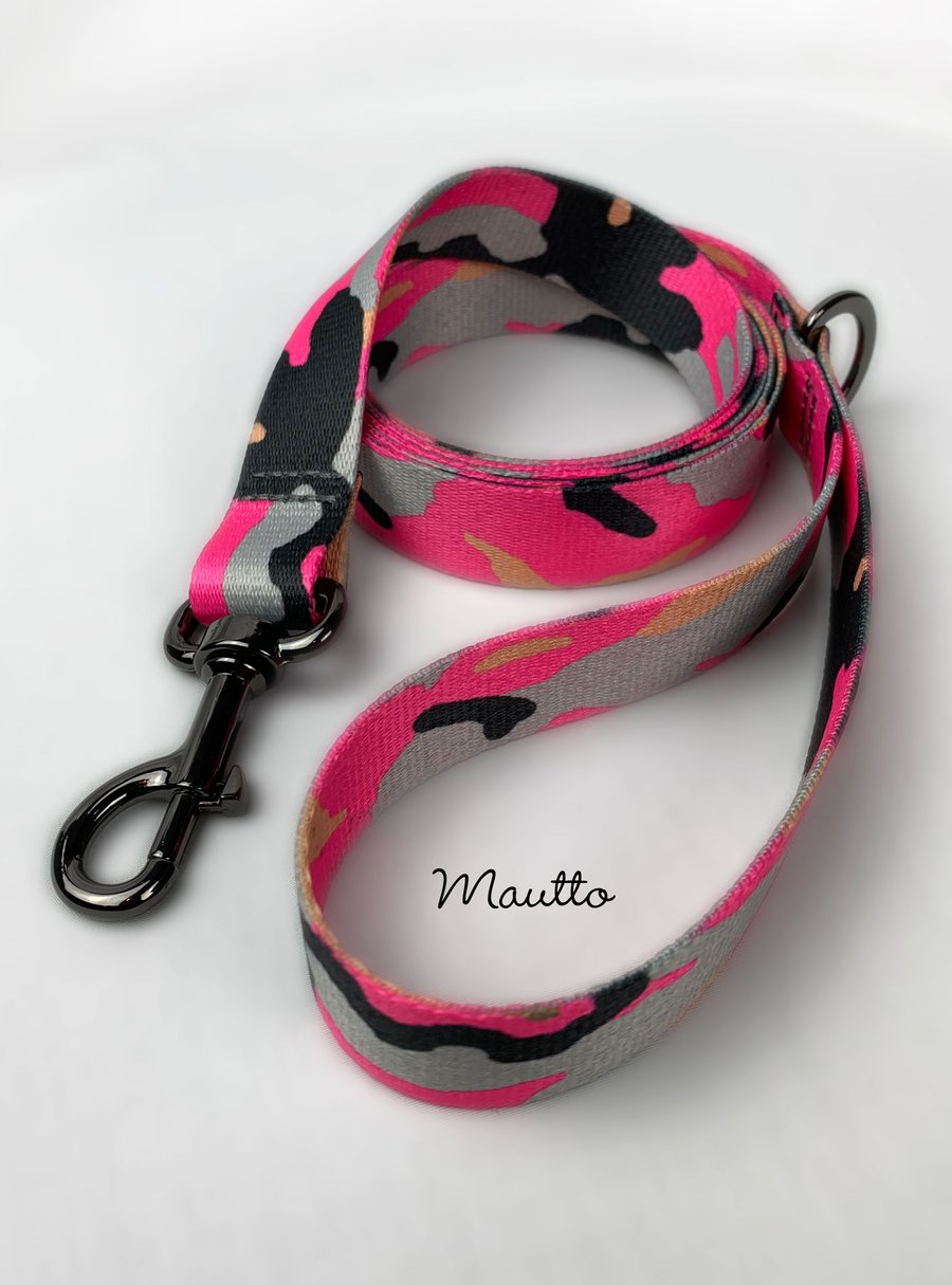 Image of Pink Camo Dog Leash for Medium to Large Size Animal/Pet - 4 Lengths (Short to Extra Long)