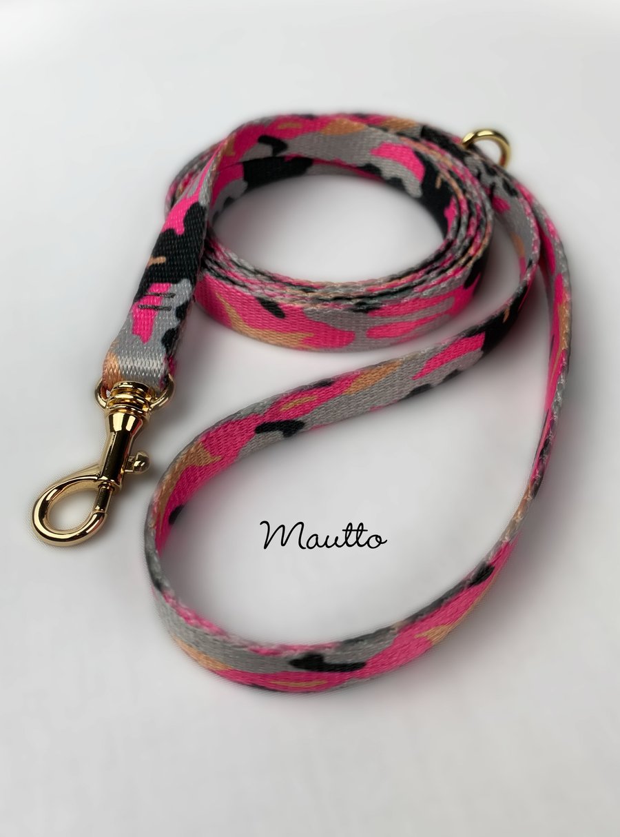 Image of Pink Camo Dog Leash for Petite to Small Size Animal/Cat/Pet - 4 Lengths (Short to Extra Long)