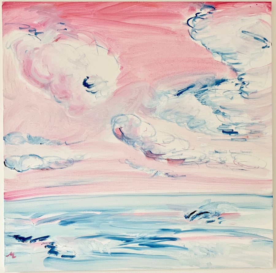 Image of Pink Skies Ahead, 30" x 30" painting